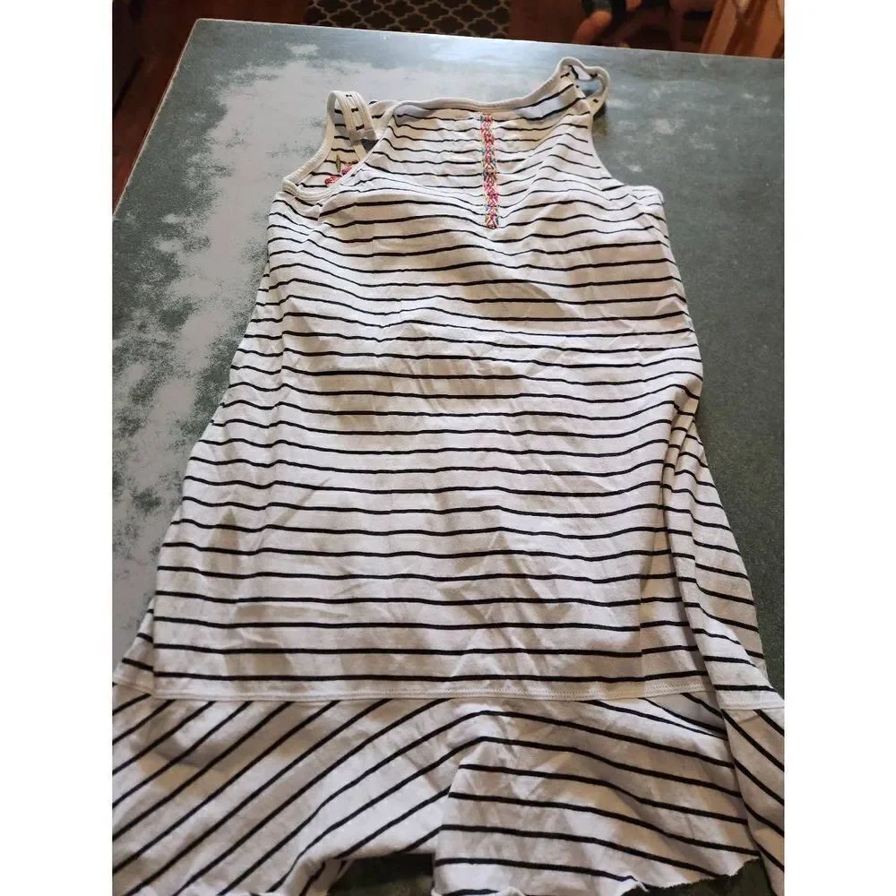 Johnny Was sleeveless cotton striped embroidered tank sz XS